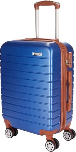 BRUBAKER Handgepäck Koffer Paris - Reisekoffer Trolley mit Zahlenschloss, 4 Rollen und Komfort Tragegriffen - 37 x 56 x 22 cm - ABS Hartschalen Rollkoffer (M - Blau und Braun)