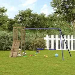 vidaXL Spielturm aus kesseldruckimprägniertem Kiefernholz - Schaffe einen Abenteuer-Spielplatz im eigenen Garten! Dieser stabile Spielturm bietet eine Plattform, Schaukeln, Kletterwand und Sandkasten für unvergesslichen Spielspaß im Freien.