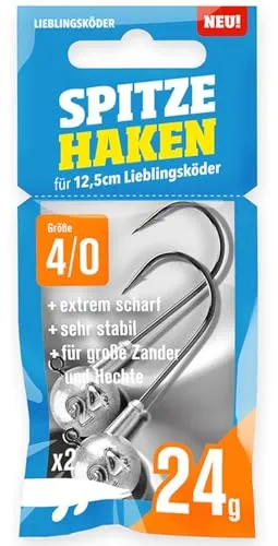 Lieblingsköder Spitze Haken Gr. 4/0 Jigköpfe - 2 Jighaken, Gewicht:24g