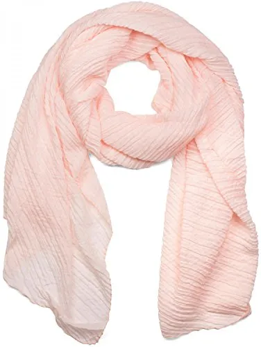 styleBREAKER Damen Schal fein gekreppt | Leichter Plissee-Schal für stilvolle Looks | Elegantes Halstuch mit fließenden Falten | Modisch Vielseitig & Angenehm weich | 96 x 192 cm, Farbe:Apricot