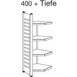Design-Regal M2 Eckfeld 400x1800mm - Alusilber/Lichtgrau - Modernes Eckregal mit 4 höhenverstellbaren Böden, ideal für optimale Raumnutzung. Hoch belastbar und standfest, perfekt für jedes Büro.