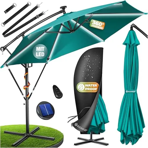 KESSER® Sonnenschirm Ø 350 cm mit LED Beleuchtung von Kesser