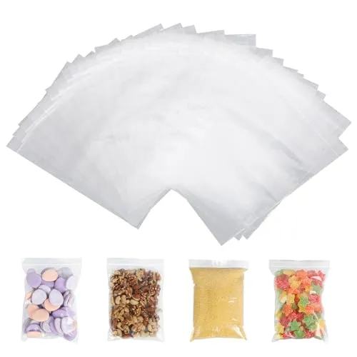 AiQInu Zip Beutel Druckverschluss Set, Plastikbeutel Verschließbar 14 x 20 cm, 100 Stück Plastiktüten Transparent Baggies Wiederverschließbare Beutel