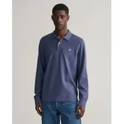 Gant REG Shield LS Pique Rugger - Poloshirt für Herren mit Knopfleiste und grafischer Gant-Stickerei, ideal für lässige Anlässe und stylische Outfits.