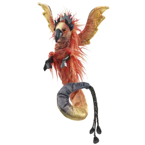 Folkmanis Handpuppe Feuervogel-Armband 51cm - Plüsch-Handpuppen mit beweglichem Kopf und Magnetverschluss, fördert die Fantasie und Kreativität von Kindern und Erwachsenen.