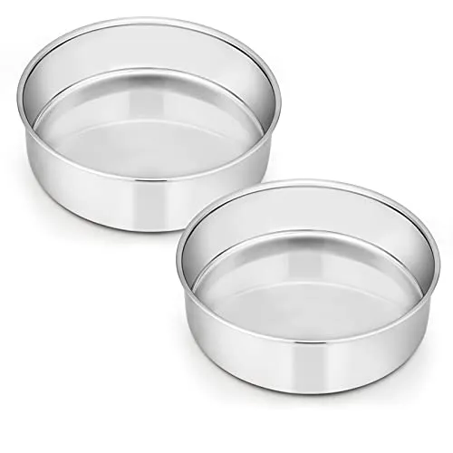 Homikit Backform, Edelstahl Rund Kuchenform Backformen 2er-Set, 16cm, gesund & ungiftig, Hochglanzpoliert, leicht zu reinigen & spülmaschinenfest