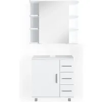 VICCO Badmöbel Set ILIAS Weiß - Stilvolles Badmöbel mit viel Stauraum - Badmöbel-Sets mit melaminbeschichteter Oberfläche, leicht zu reinigen und ideal für Ihr Bad. Bietet viel Stauraum für alle Bedürfnisse.