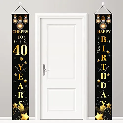 40. Geburtstag Deko Banner Schwarzes und Gold Geburtstag Party Dekorationen für Frauen und Männer 40. Geburtstagsdeko Alles Gute zum Geburtstag Banner