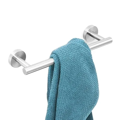 BOWAREPRO Handtuchhalter Wandmontage aus Edelstahl 30 cm, Rostfrei Handtuchstange mit Zubehör zum Bohren, Badetuchhalter Gebürstet für Badezimmer und Küche (Gebürstet Silber)