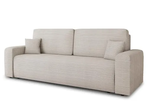Schlafsofa Spark – Modernes Sofa mit Schlaffunktion - Sofas & Couches mit großer Schlaffläche (196x146 cm) und praktischem Bettkasten. Bonellfederkern für hohen Sitzkomfort, bezogen mit weichem Cord für einen eleganten Look.