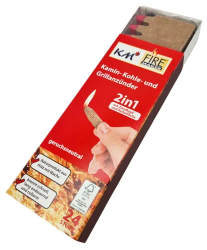 Grillanzünder mit Zündkopf, 24 Stück, Feueranzünder, Kaminanzünder