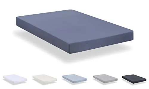 Spannbettlaken aus gebürsteter Mikrofaser, extra weich, für Betten 140 x 190/200 cm, Blau Grau Áceo