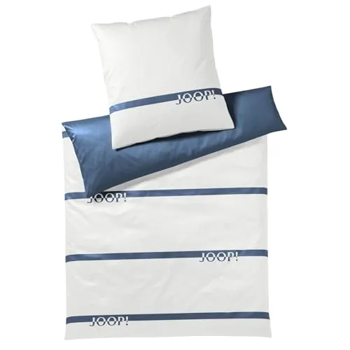 Joop! Mako Satinbettwäsche Logo Stripes (135x200, Aqua) in türkis von JOOP!