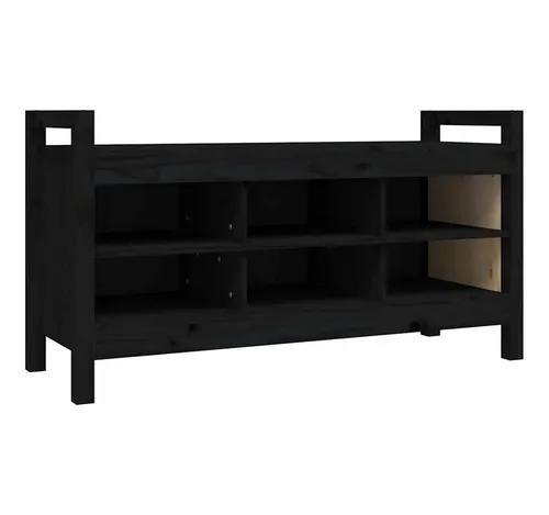 furnicato Truhenbank Flurbank aus massivem Kiefernholz 110 x 40 x 60 cm Schwarz