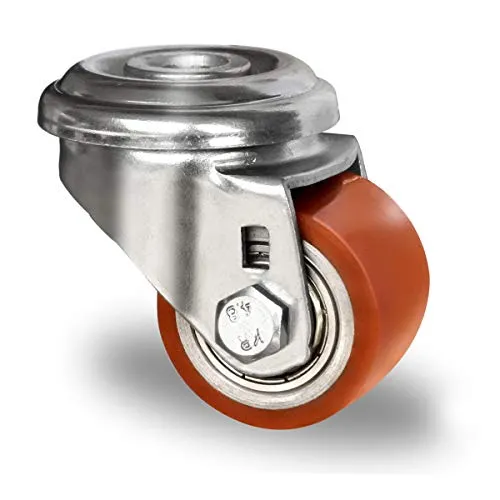 Lenkrolle mit Rückenloch 35 mm Polyurethan orange 