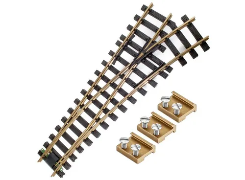 ML-Train Gleise-Set Weiche links/rechts Messing R3 - Spielzeugeisenbahn-Schienen, detailgetreue Weichen aus robustem Kunststoff mit massivem Messing-Herzstück für verbesserte Stromversorgung und ein nahtloses Modellbahnerlebnis.