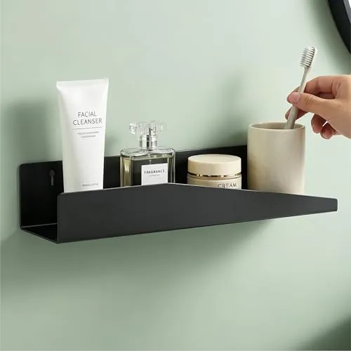 Mai & Mai Duschablage Reglo-15, Schwarz, 50cm - Robuste Duschablage aus rostfreiem Material, ideal für die Aufbewahrung von Shampoo und mehr. Wählen Sie zwischen Bohr- oder Klebemontage für bis zu 15 kg. Offenes Design sorgt für schnelles Abtropfen und einfache Reinigung.