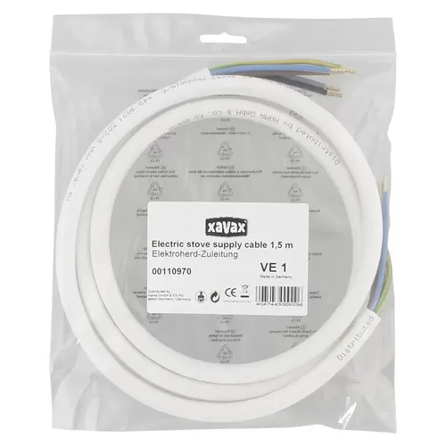 NEU! Xavax Elektroherd-Anschlusskabel 1,5 m | 5×2,5 mm² | 400 V | VDE/CE | Weiß