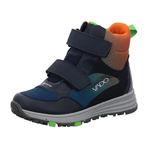 Vado Klettstiefel SMILEY HIGH VELCRO GTX Uni 29 EU Blau - Wanderschuhe für Jungen, wasserdicht dank GORE-TEX, mit warmem Futter und praktischem Doppel-Klett-Verschluss für schnellen Einstieg und optimale Passform.