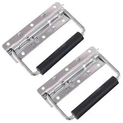 HMF 14990-09 Klappgriff für Kisten, 2er Set, Gefedert, 12,5 x 4 cm, Silber verzinkt