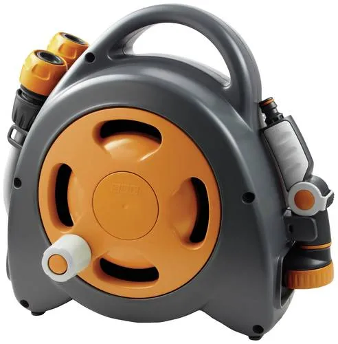 G.F. Garden GF80005608 Aquabag maxi Schlauchtrommel 15m - Schlauchwagen mit 15 m Schlauch und 1,5 m Zulaufschlauch, inklusive 2 Schlauchkupplungen und ergonomischer Gartenspritze mit 8 Sprühfunktionen für vielseitige Bewässerung.