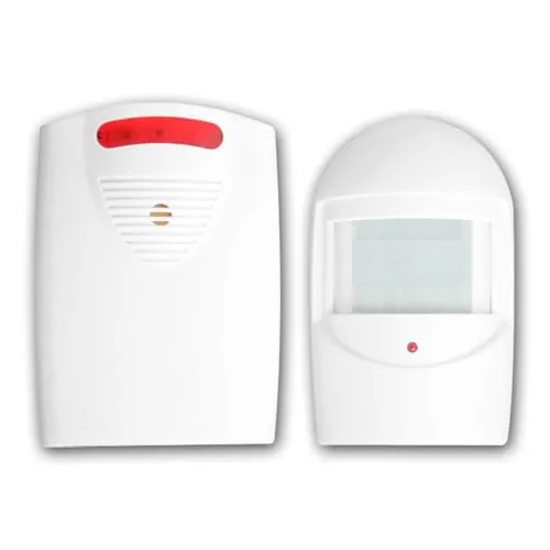 Funk-Durchgangsmelder mit PIR Sensor, 120m Reichweite, Lautstärke 90dB, Erfassungsbereich 8m, Erfassungswinkel 75°, Wandmontage, für Innen & Außen