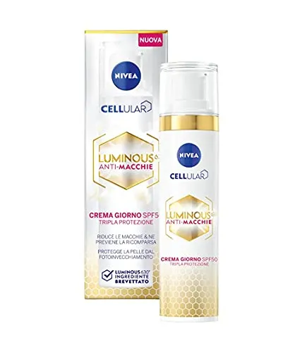 NIVEA CELLULAR LUMINOUS630 Anti-Flecken-Creme FP50 Dreifachschutz 40 ml, Mattierungscreme gegen dunkle Flecken, Gesichtscreme mit Hyaluronsäure und Vitamin E