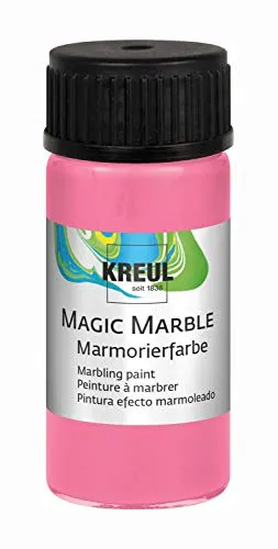 KREUL 73206 - Magic Marble Marmorierfarbe, 20 ml Glas in rosa, farbbrillante Tauchmarmorierfarbe für zufällige Musterungen und einzigartige Farbeffekte