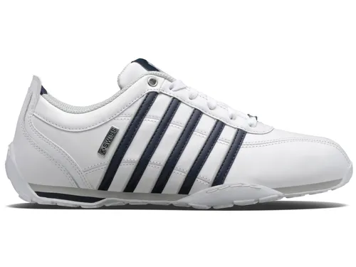 K-Swiss Herren Arvee 1.5 Sneaker - WHT/NVY/GRYVLT, 42.5 EU - Herren-Sneaker mit hochwertigem Leder-Obermaterial und gestanzter EVA-Zwischensohle für optimalen Komfort.