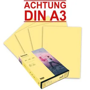 Inapa Kopierpapier tecno colors A3, 80g, gelb, 500 Blatt - Heimwerken: Hochleistungs-Kopierpapier in A3, ideal für eindrucksvolle Kommunikation. Umweltfreundlich, aus nachwachsenden Rohstoffen, zertifiziert mit Euroblume.