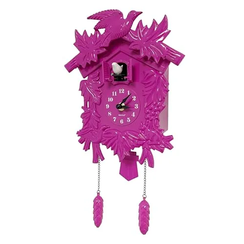 WALPLUS Rose Kuckucksuhr mit Lautstärkeregler in pink von WALPLUS