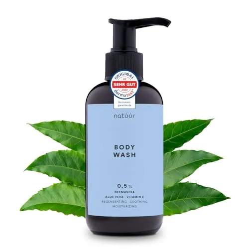 natüür BODY WASH 200ml | pH-neutrales Duschgel mit NEEMAVERA® | Sanfte Reinigung bei empfindlicher & trockener Haut | Vegan & Sulfatfrei | Shower Gel für alle Hauttypen | Waschgel für Damen & Herren
