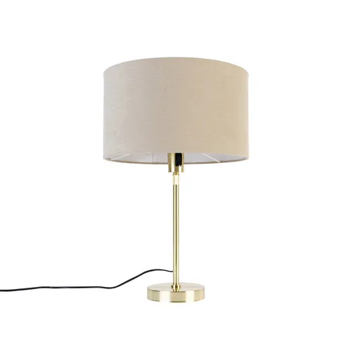 QAZQA Design Tischleuchte Parte - Verstellbare Lampe in Gold und Braun - Die verstellbare Tischleuchte Parte kombiniert elegantes Design mit Funktionalität. Ideal für Wohnzimmer oder Schlafzimmer, sorgt sie für stimmungsvolles Licht und passt perfekt in moderne Räume.