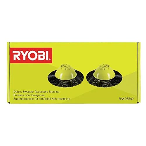 Ryobi RAKDSB02 Kehrbürsten für Schmutzwischer, 2 Stück - Ersatzbürsten für den R18SW3-0 schnurlosen Schmutzfeger, langlebig und perfekt für eine gründliche Reinigung.