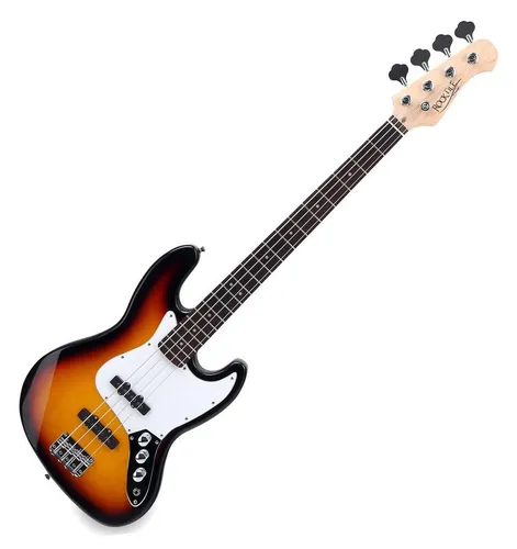 Rocktile Fatboy II SB E-Bass Sunburst - Jazz-Style E-Bass mit 2 Single Coil Tonabnehmern - Gitarren - Jazz-Style E-Bass mit Linde-Korpus und 34