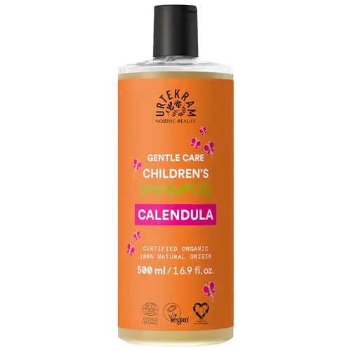 URTEKRAM Calendula Kinder Shampoo 500 ml - Sanftes Shampoo für Kinder mit Ringelblume, schützt und pflegt Haar und Kopfhaut ohne Duftstoffe. Ideal für empfindliche Haut und zertifizierte Naturkosmetik.