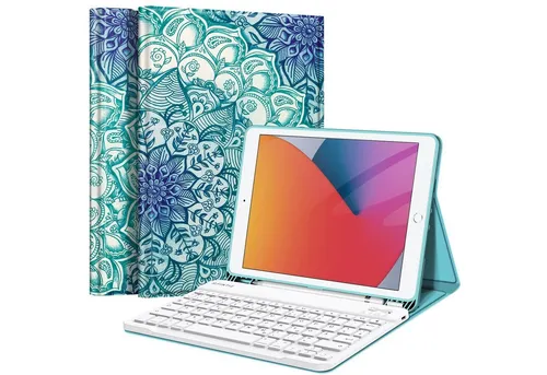 FINTIE Tastatur Hülle für iPad 10.2 Zoll - Tastaturhülle mit TPU Rückschale, abnehmbarer Bluetooth-Tastatur und integriertem Pencil Halter, ideal für sicheren Schutz und komfortables Tippen.