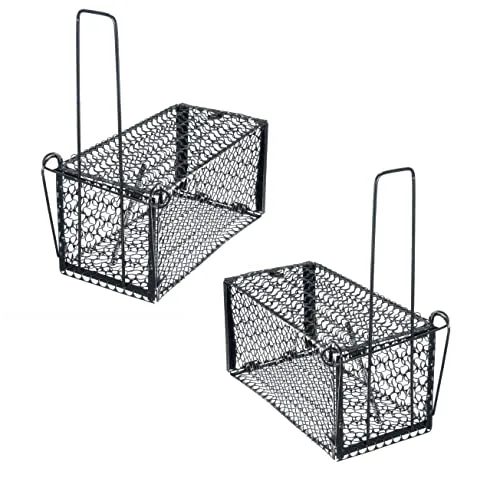 2er Set Mausefalle Lebend | Korbfalle mit Luftlöchern aus Metall | Marderfalle | Lebendfalle für Mäuse, Kaninchen | Wiederverwendbare Mäusefalle | Rattenfalle für Innen & Außen | Kastenfalle B-Ware