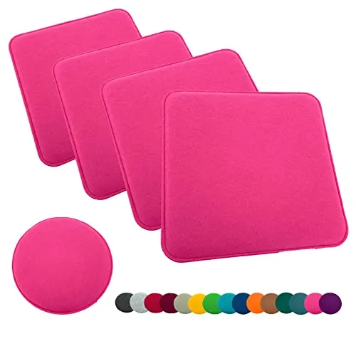 heimtexland ® 4er Pack Sitzkissen Filz Typ631 - Pink 35x35 cm - Stuhlkissen für drinnen und draußen, strapazierfähig und pflegeleicht aus 100% Polyester. Mit 2 cm Polsterung für hohen Sitzkomfort und vielfältige Farbauswahl.
