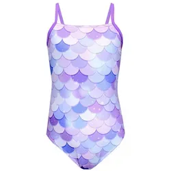 Aquarti Badeanzug Aquarti Mädchen Badeanzug mit Spaghettiträgern Streifen lila 128