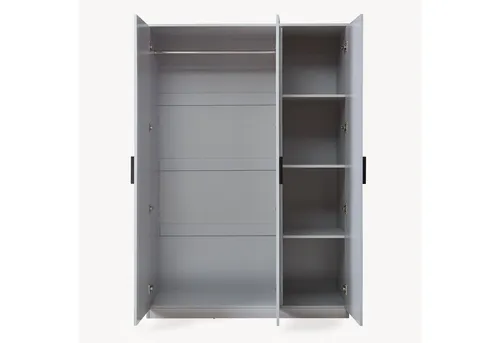 en.casa Kleiderschrank »Eiselfing« 3 Türen, 1 Stange, 4 Fächer 176x120x52 cm Grau