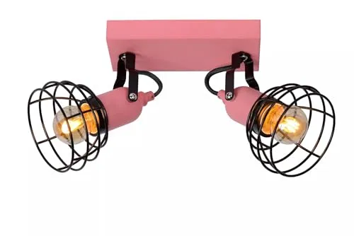 Licht-Erlebnisse Deckenspot Kinder Metall Pink Schwarz L:24,5 cm E27 bis 60 W 2-flammig verstellbar Mädchen dekorativ Draht Deckenleuchte Kinderzimmer FIVON