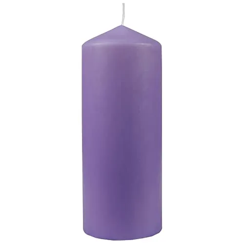 HS Candle Wachskerzen Stumpenkerzen Ø8cm x 20cm (Violett) - Lange Brenndauer - Hergestellt in EU - Kerzen Blockkerzen - Wachs Stumpen