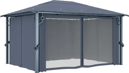 vidaXL Pavillon mit Vorhängen 400×300 cm Anthrazit Aluminium