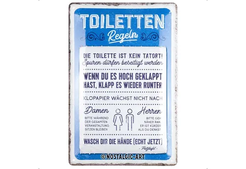 Nostalgic-Art Metallschild Nostalgic-Art - Blechschild 20 x 30cm - Toiletten-Regeln