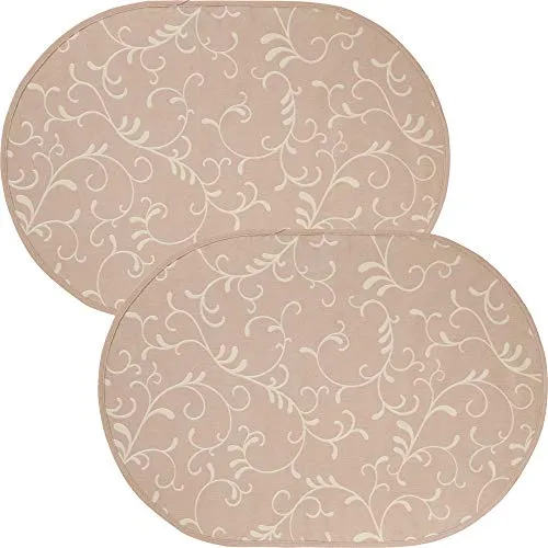 Erwin Müller Tischset Essen 2er-Pack abwaschbar Taupe Größe oval: 35x50 cm