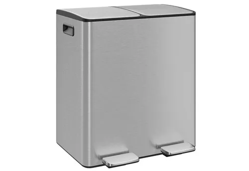 Wellgro Mülleimer Edelstahl Tretmülleimer 2x20L Fußpedale Absenkautomatik