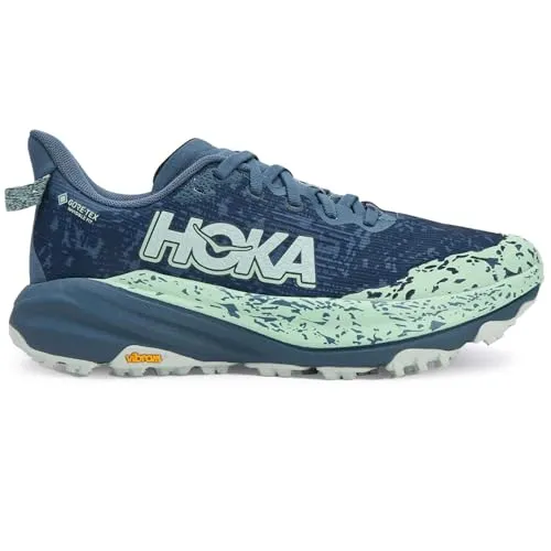 Hoka One One Speedgoat 6 Gore-Tex Laufschuhe Damen - Bleu - 42 - Laufschuhe für Damen mit Gore-Tex, ideal für Trail-Abenteuer bei jedem Wetter und auf allen Geländearten.