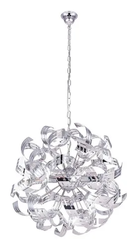 Globo 51505-4H: Design Decken Hänge Lampe Pendel Chrom Kugel - Lampen - Elegante Hängeleuchte mit romantischem Design und verstellbarem Licht. Ideal für Wohn- und Schlafbereiche, Durchmesser 50cm, Höhe 125cm.