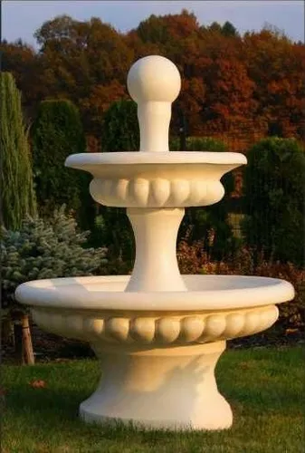 Gartenbrunnen aus Fine Crete - 163 cm Steinbrunnen - Eleganter Gartenbrunnen aus hochwertigem Fine Crete, 163 cm hoch und in edlem Weiß. Ideal für eine stilvolle Akzentuierung in Ihrem Garten oder Teich.